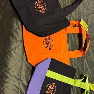 Trader Joe's Reusable Tote Bag Set - Black, Orange, and Purple